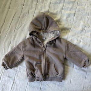 18M BabyGap Sherpa-Lined Hooded Sweatshirt - Gray-Brown